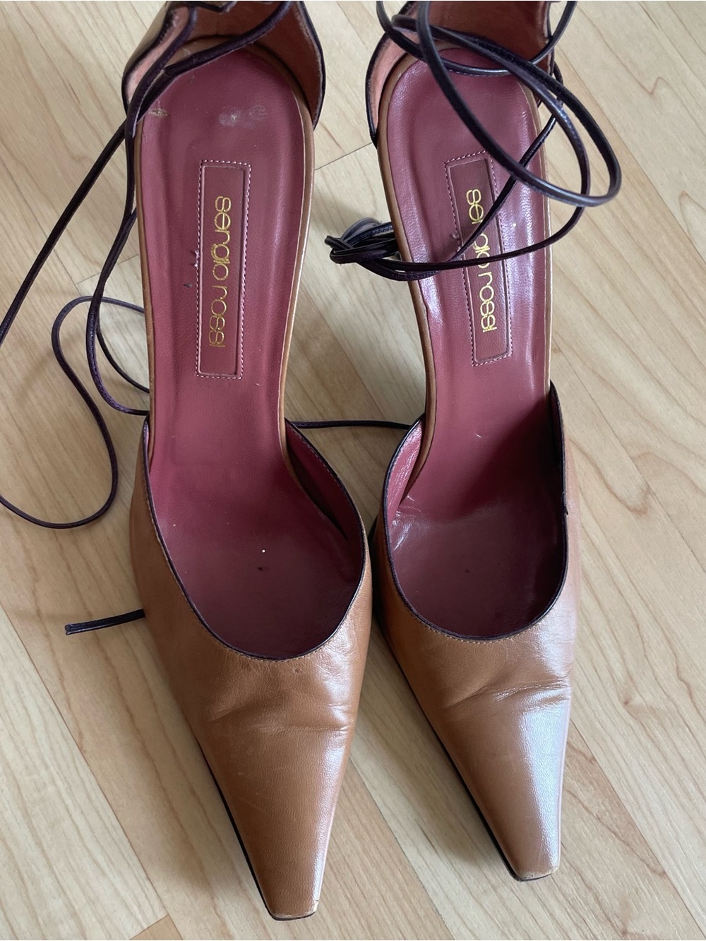 Sergio Rossi Tan Leather Lace Up Corset Pumps Vintage Y2K IT 39 US 8-8.5 - Picture 4 of 12